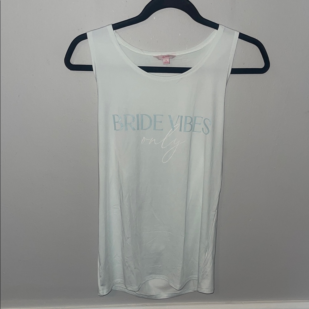 Light Blue Tank Top with 'Bride Vibes Only' Print